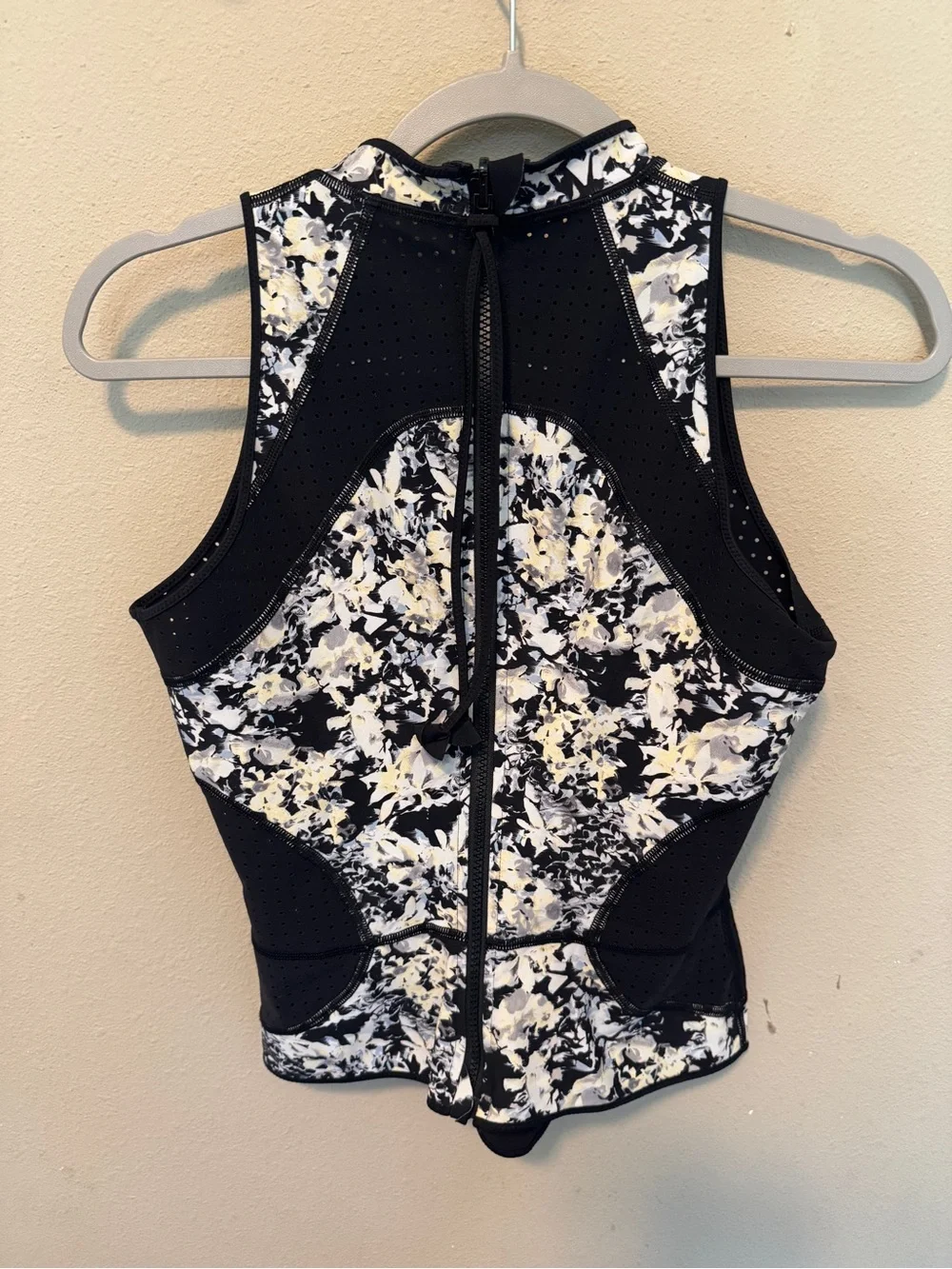 lululemon athletica Black Floral Lululemon Water: Salty Swim Sleeveless Rashie